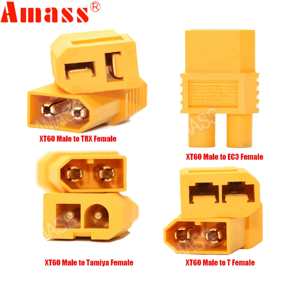 

10pcs Amass XT60-X XT60-E XT60-D XT60-T XT60 Male to Trx / EC3 / T /Tamiya Female Converter Adapter Plug For RC Lipo Battery