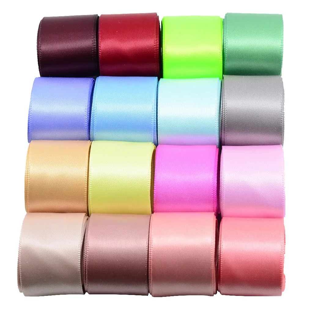 

16 Colored Set Double Sided Faced Satin Ribbon DIY Craft 25mm