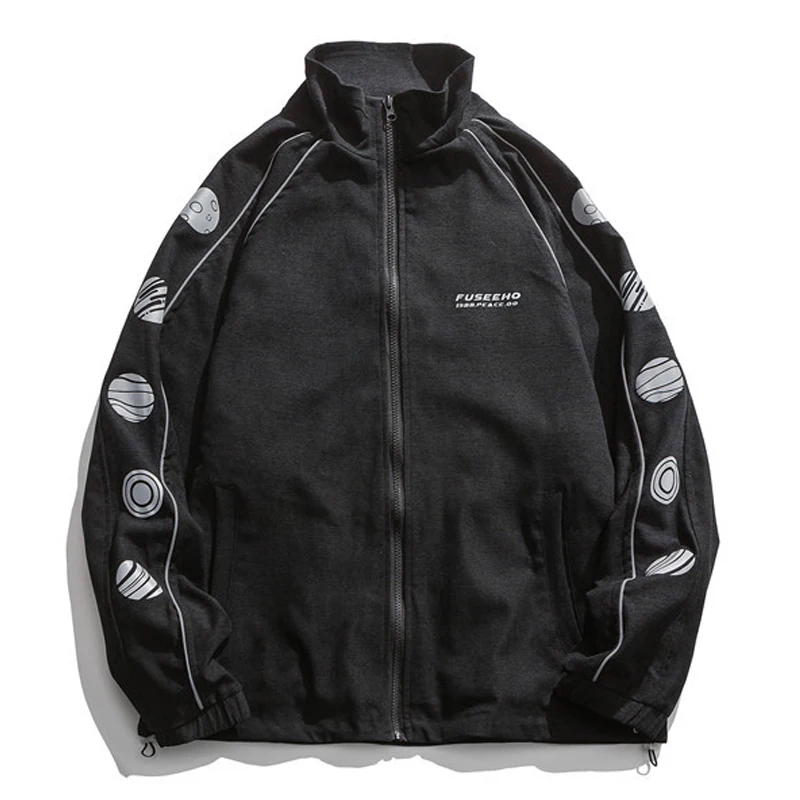 Куртка-бомбер мужская, со светоотражающим принтом, в стиле Харадзюку, Весна пальто для пары