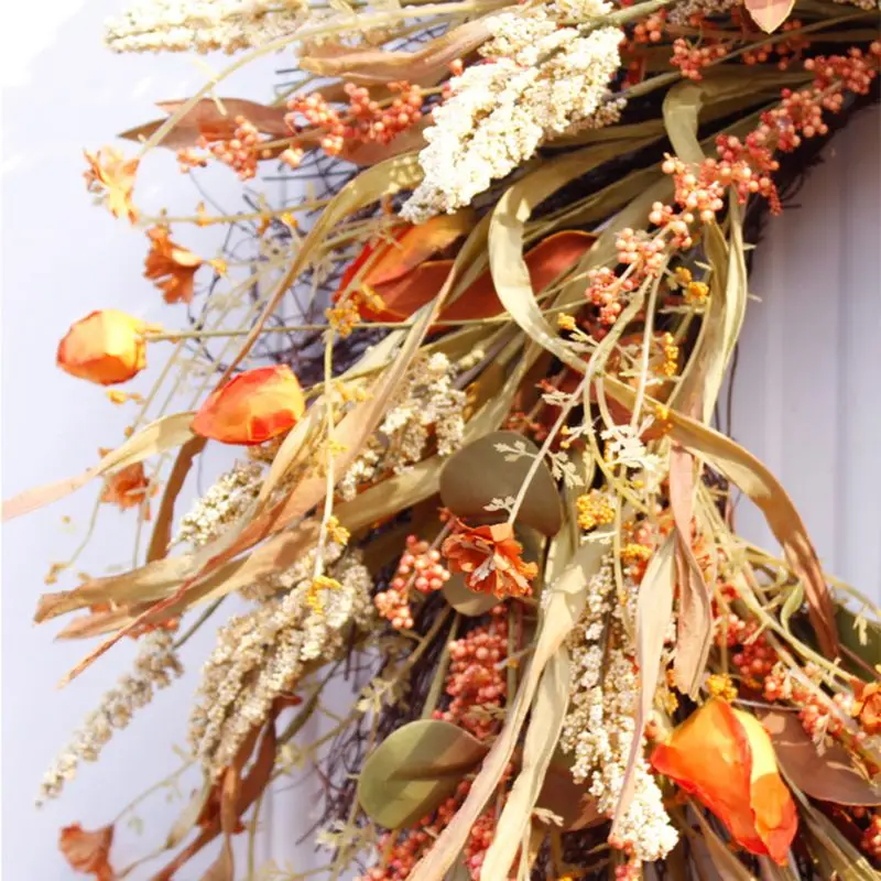 

24 inch Artificial Fall Harvest Fall wreaths for Front door Thanksgiving Decor