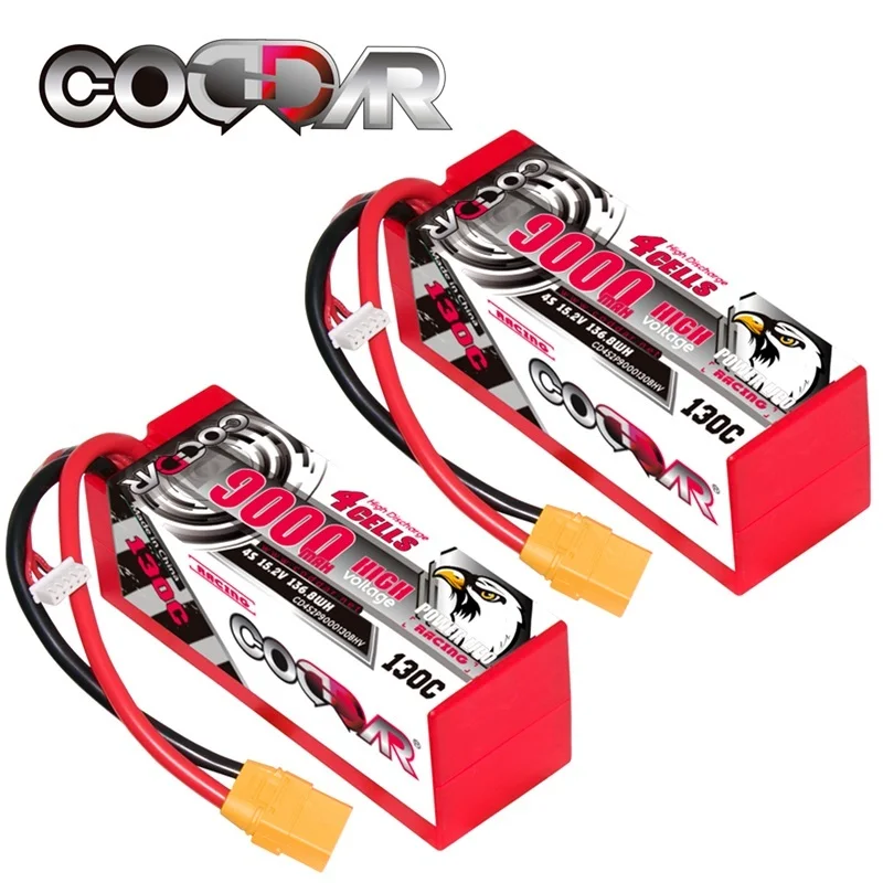 

1-2pcs CODDAR 9000mAh 4S 15.2V 130C Hardcase LiPo LiHV Battery for 1:8 1/8 RC Car Four Drive Off-Road Boat