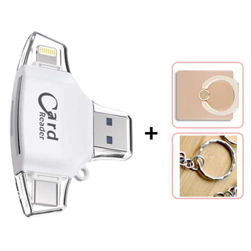 Supersonic 4 в 1 Micro SD кард-ридер для iPhone iPad/Android/Macbook tf карта адаптер с Micro usb type C игровая камера просмотра - Цвет: white