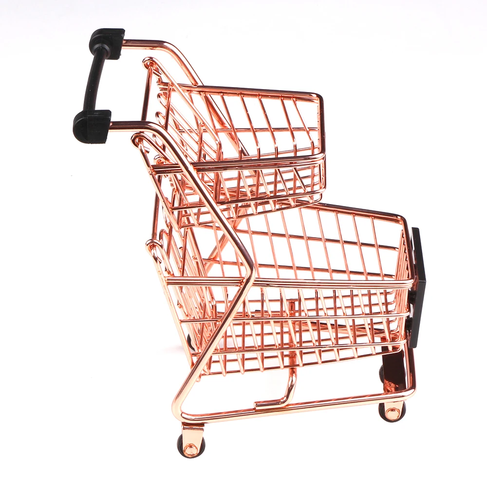 Nordic Mini Storage Basket for Lipstick Cosmetic Egg Vogue Rose Gold Metal Double Layers Shopping Cart Model | Дом и сад