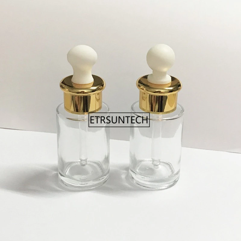 

50pcs 30ML 40ML Dropper Bottle Empty Glass Essential Oil Refillable Bottle Emulsion Vial Transparent Cosmetic Container F3391