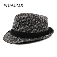 wuaumx casual autumn winter jazz hats men middle aged panama hat fold wide brim fedoras hat for male classic elderly bowler caps
