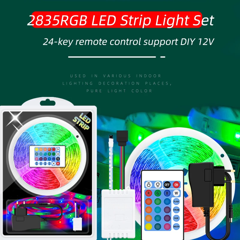 

Led Strip Lights With 24Keys Remote Control For Room 12V LED Lighting Tape Lamp Waterproof Led Ribbon Strips 2835 RGB Flexible