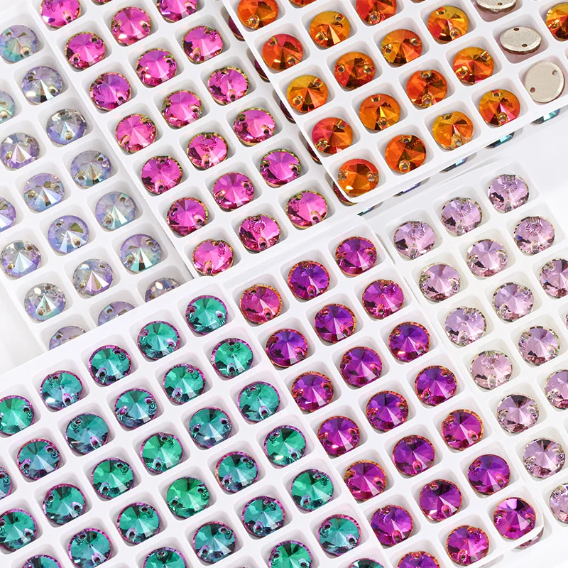 Круглые кристаллы AB разы с плоской задней стороной для одежды Стразы вышивки