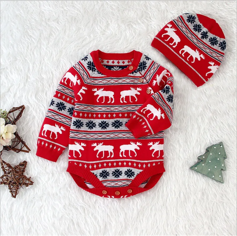 Рождественский комбинезон для новорожденных мальчиков и девочек одежда