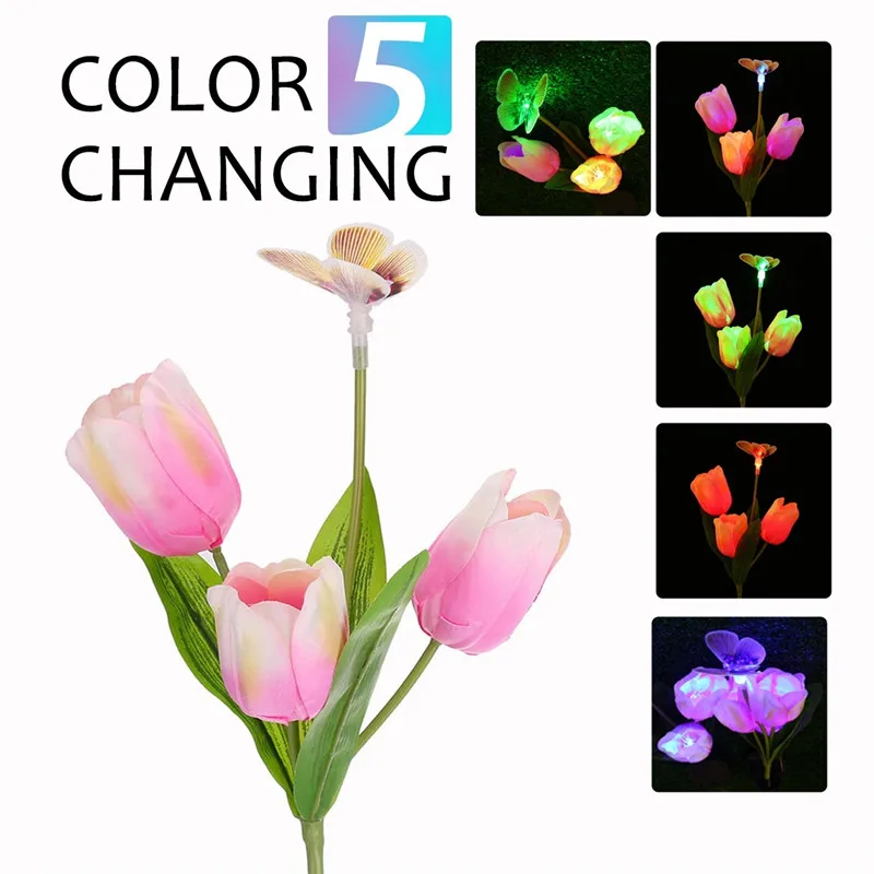 2 шт. Романтический тюльпан светодиодный светильник на солнечной батарее садовый