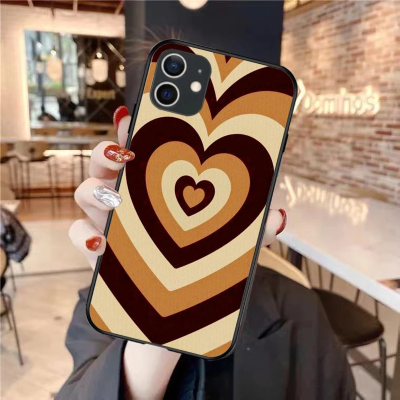 

Fashion Latte Love Wildflower Silicone Case For iPhone 12 11 Pro Max XR XS 6 7 8 Plus Luxury Latte Love Coffee Heart Phone Cover