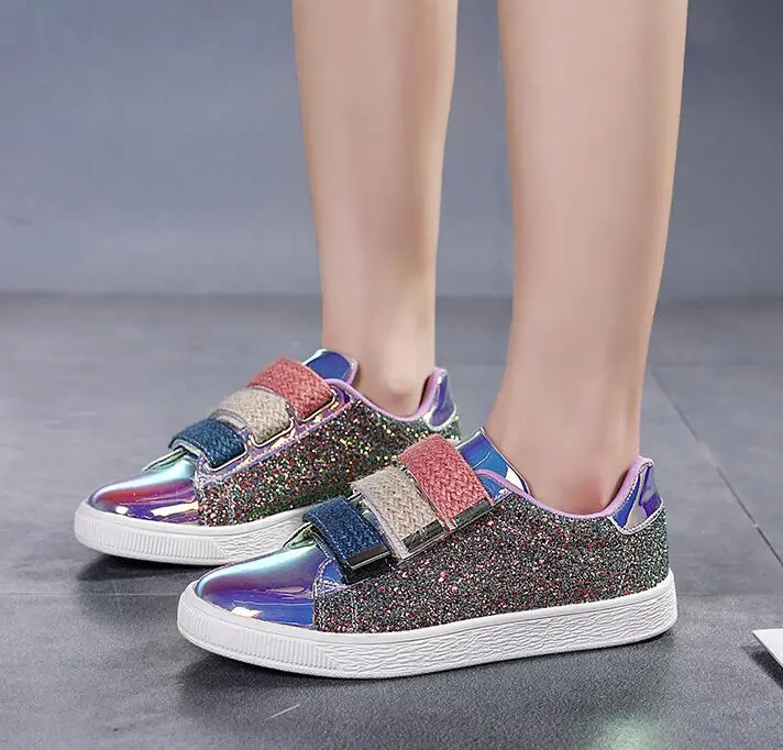

2021 New Ladies Shoes Sneakers Woman Shoes Glitter Flats Casual Shoes Fancy flats Sequined shoes