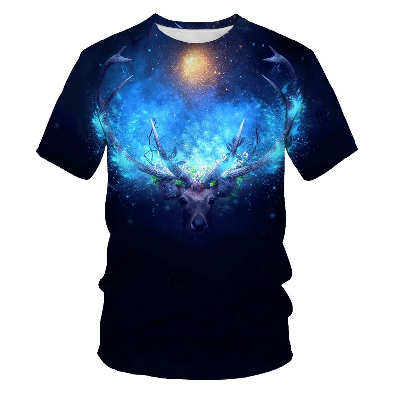 

2021 hot sale men's T-shirt summer cool T-shirt printing wolf 3DT men's and women's summer sleeve short-sleeved T-shirt