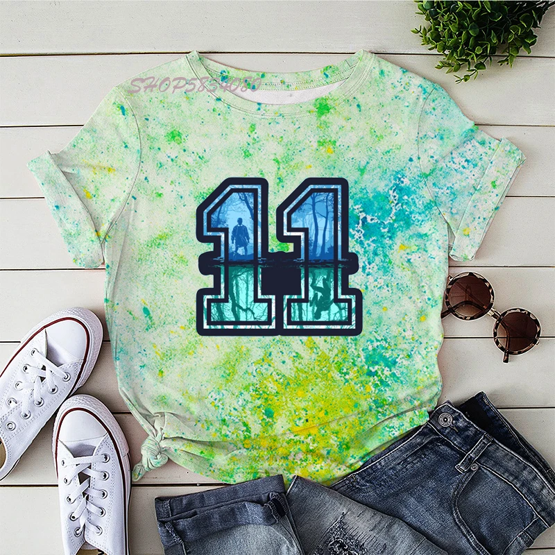 

Stranger Things T Shirt Eleven Women Tshirt 90s Gothic Female Clothing Femme Streetwear Tie Dye High Quality T-Shirts Camiseta