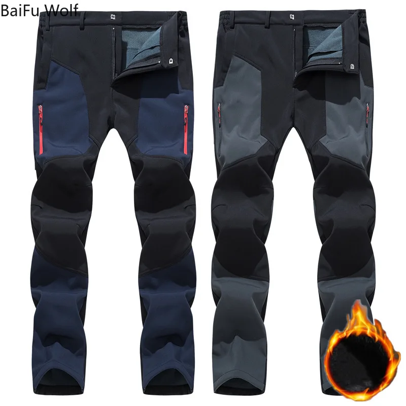

Зимние мужские водонепроницаемые флисовые брюки, дышащие теплые уличные туристические треккинговые термальные осенние брюки