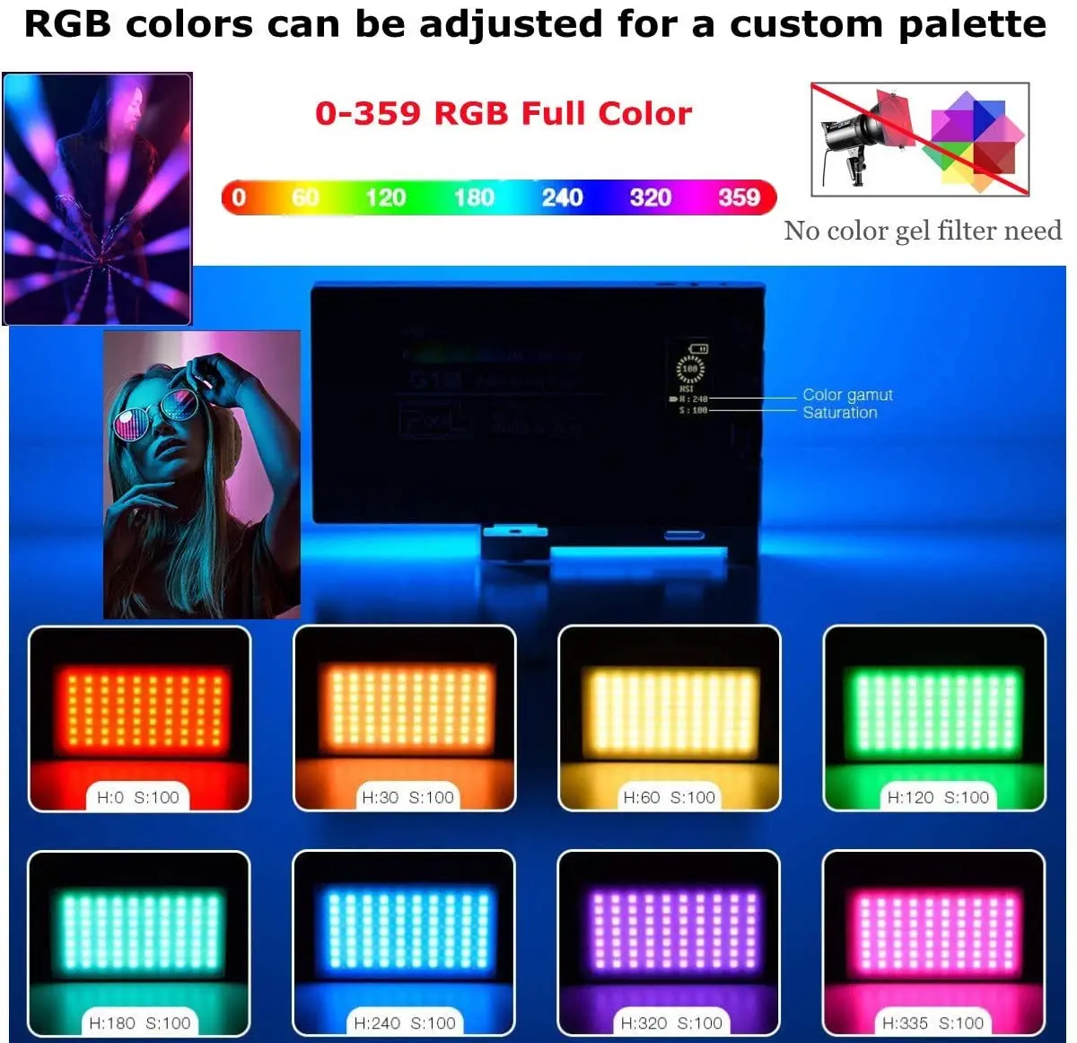 G1S RGB карман 2500K-8500K с регулируемой яркостью для полный Цвет светодиодный видео