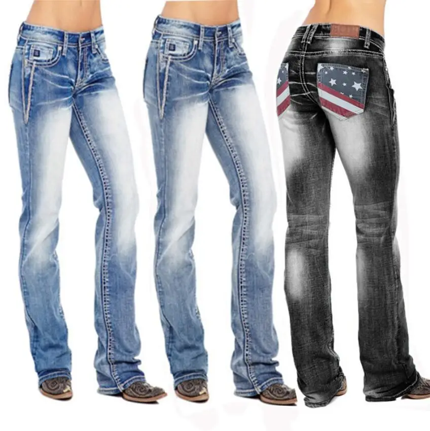 Осенне-зимние новые джинсы с высокой талией, женские модные повседневные джинсовые брюки, женские узкие прямые брюки p1988