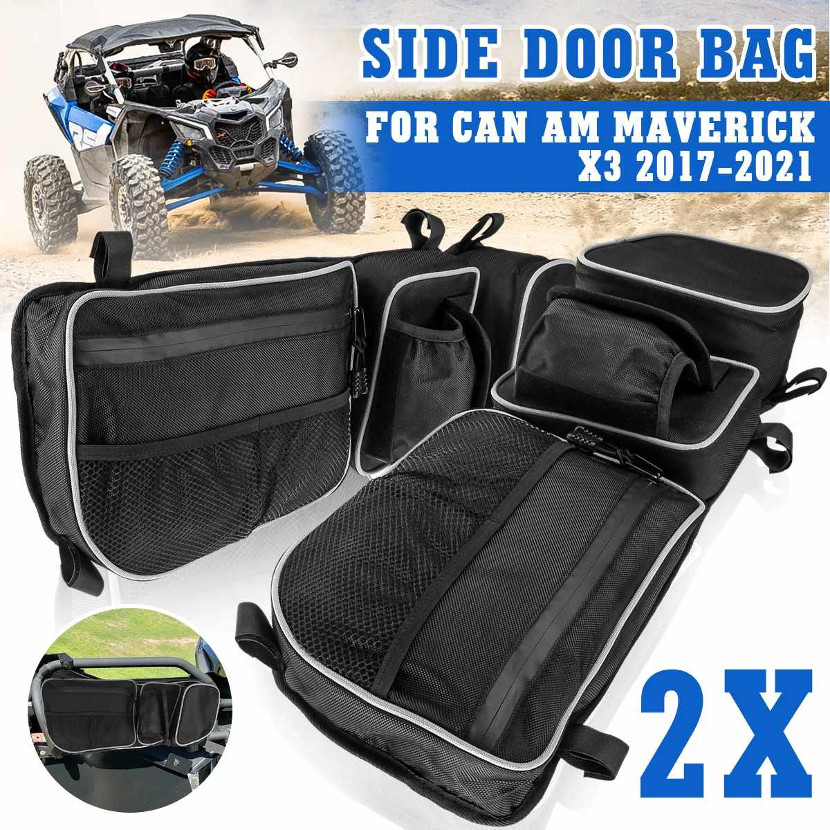 

2 шт. UTV Передние боковые дверные сумки Сумка для хранения наколенник накладная сумка для Can Am Maverick X3 Max XRS XDS Turbo R 2017-2021
