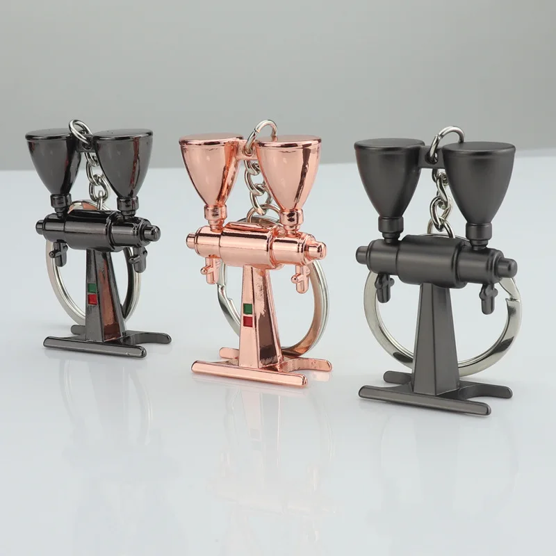 Creative Coffee Machine Keychain Handle Keyring Portable Key Chains Coffeeware Accessories Unisex Round Key Ring Hot Sale