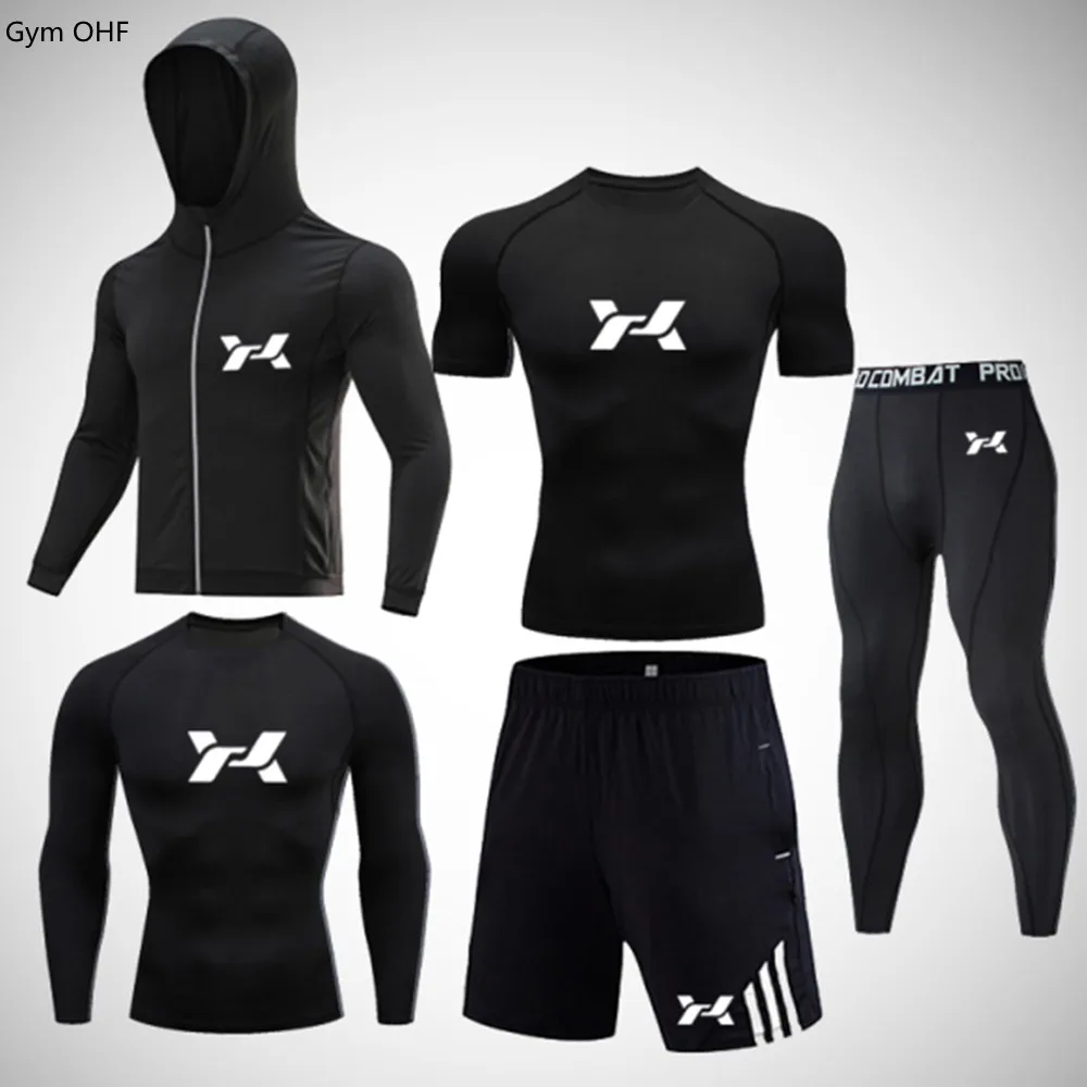 

Gym Men Boxing Fitness Sportswear Athletic Physical Training Clothes Sports Suits Workout Jogging Rashguard Men's MMA Sport Suit
