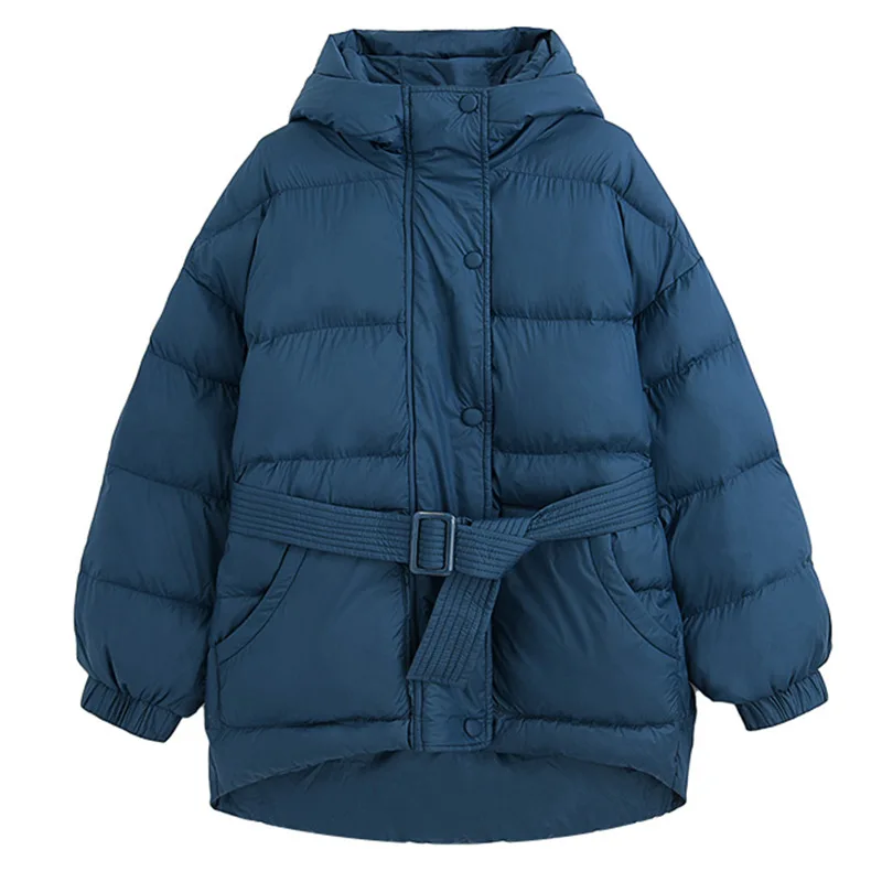 

2020 Women Winter Coat Long Sleeve Hooded Collar Women Pure Color Warm Jacket Coat With Belt Casaco Feminino Cotton Thick Coat