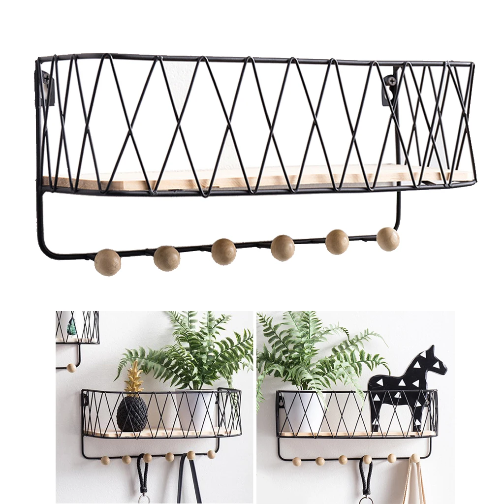 Настенный держатель для ключей и почты железная деревянная полка органайзер