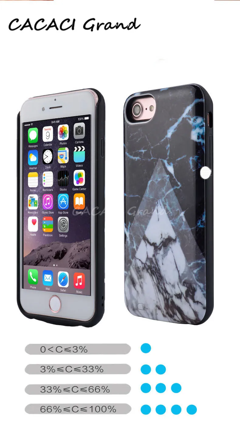 Мраморная батарея чехол для iPhone 6 s 6s 6 power Bank портативный зарядный чехол для iPhone 7 8 4,7 дюймов зарядное устройство чехол