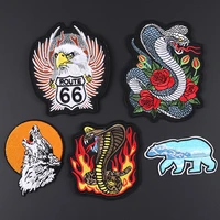 fine punk bikers fire viper snake embroidered patches ice polar bear wolf applique 3d diy flower animal jacket clothes decor