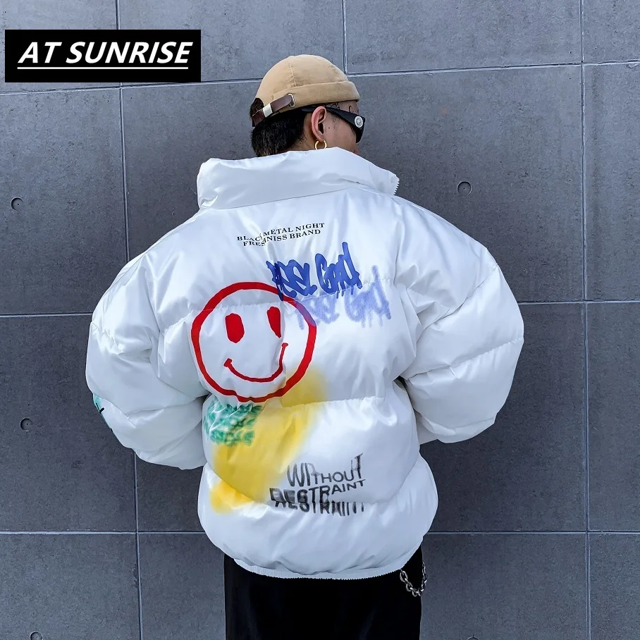 Мужская/женская уличная куртка с принтом граффити в стиле хип-хоп толстая зимняя