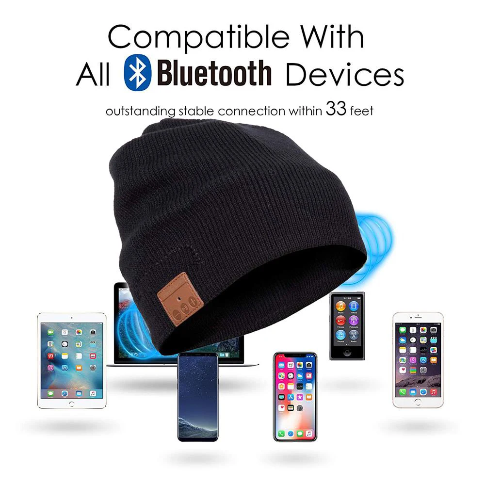 Беспроводные Bluetooth наушники стерео Смарт Музыка шляпа для смартфонов+ сенсорный экран перчатки Подарочная посылка, лучшие рождественские подарки