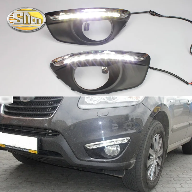 

SNCN LED Daytime Runnning Lights for Hyundai Santa Fe santafe 2010 2011 2012 DRL 12V ABS Fog lamp cover driving lights