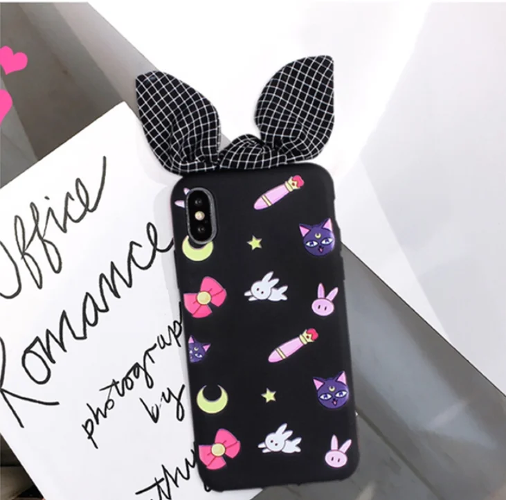 As shown in SAM Note 10 милый 3D чехол для телефона Сейлор Мун для samsung Note8/9/S10/S9 plus/S8/S7 Edge задняя крышка с кроличьими ушками - Цвет: As shown in