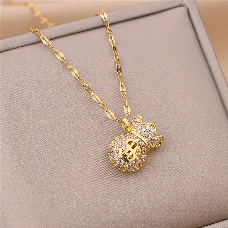 

Европейский и американский модный трендовый индивидуальный креативный долларовый знак, монета, подвеска, циркониевое ожерелье в стиле хип-...