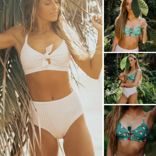 Женский комплект бикини с высокой талией купальный костюм женская пляжная