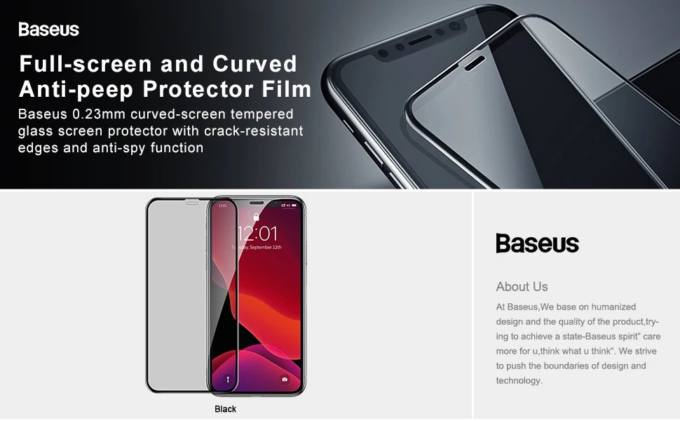 Baseus 0,23 мм Защита экрана для iPhone 11 Pro Max защита конфиденциальности полное покрытие закаленное стекло пленка для iPhone Xs Max Xr X