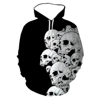 2021 new spring and autumn replacement skull 3d printed hooded hoodie fashionable and comfortable long sleeved customizable