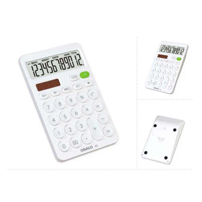

NEW A2 High quality compact business calculator solar button cell 12 display ABS key metal face carry calculators