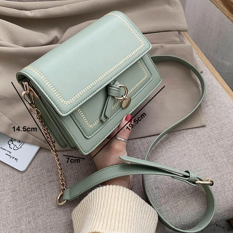 

Trendy Shoulder Bag Banquet PU Crossbody Bags for Women Adjustable Single Shoulder Strap Small Square Embroidery Messenger Bag