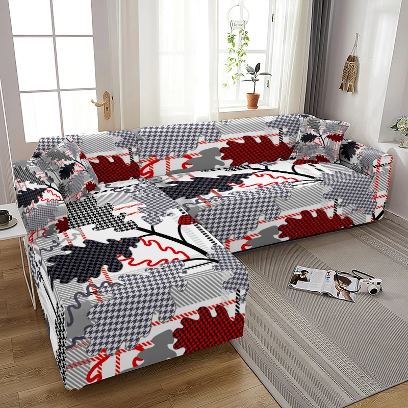 

Sofa Covers for Living Room Black and White Two-color Printing Sofa Cover L Shape All-inclusive Sofa Cover Elastic Sofa Covers