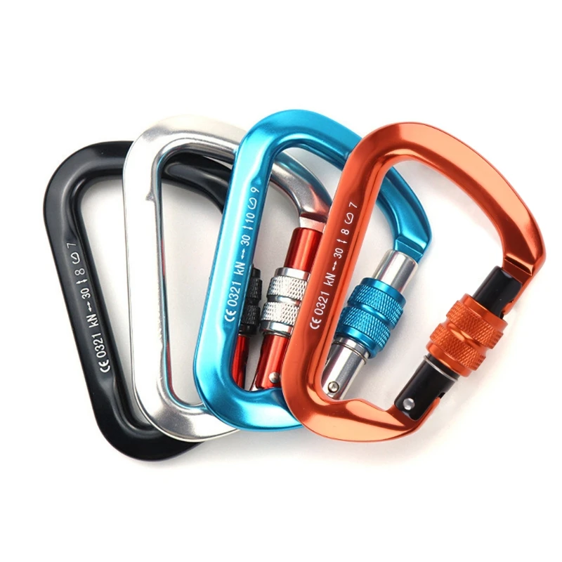 

30KN Aluminum Alloy D-Shaped Carabiner Hold 6614lbs for Hammocks Rock Climbing