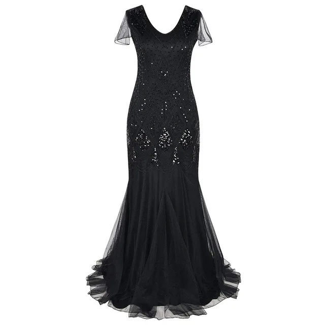 Женское винтажное платье с блестками длинное облегающее коротким