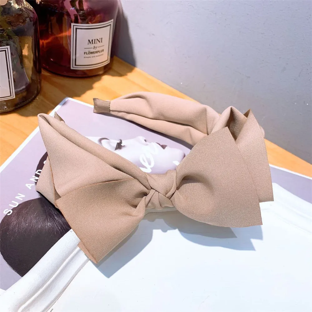 

1PC Popular Fabric Big Hair Hoop Lady Girls Bow Widened Headband Ornaments Hairbands For Women Solid Headwear Hair Accessories