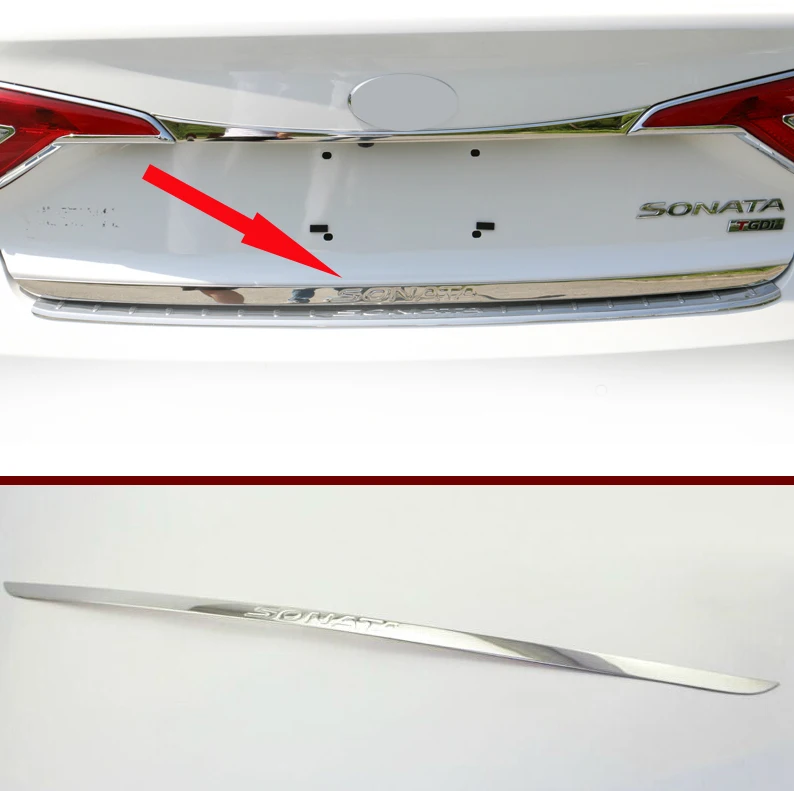 

For Hyundai Sonata MK9 2015 2016 2017 Stainless Steel Rear Door Trunk Lid Below Cover Trim Exterior Molding Stickers