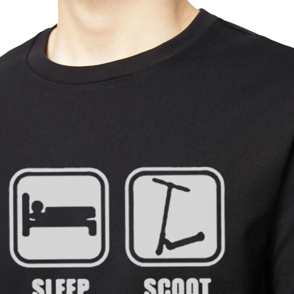 Футболка мужская с коротким рукавом хлопковая смешная рубашка принтом Eat Sleep Scoot