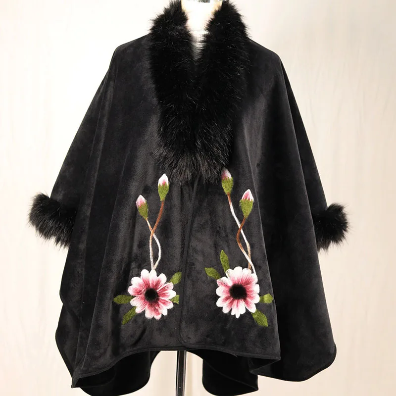 Faux MINK Fur Coat Jacket 2021 Black Embroidery Cardigan Russian Biker Leather Veste Fourrure Femme Women's Clothing Winter