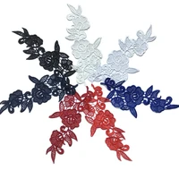 1pcs embroidery patches flower french net tulle lace fabric collar patches red blue white lace applique patch abziehbilder f23