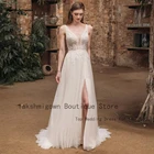 Женское свадебное платье It's yiiya, белое платье в стиле бохо с разрезом сбоку и V-образным вырезом на лето 2022