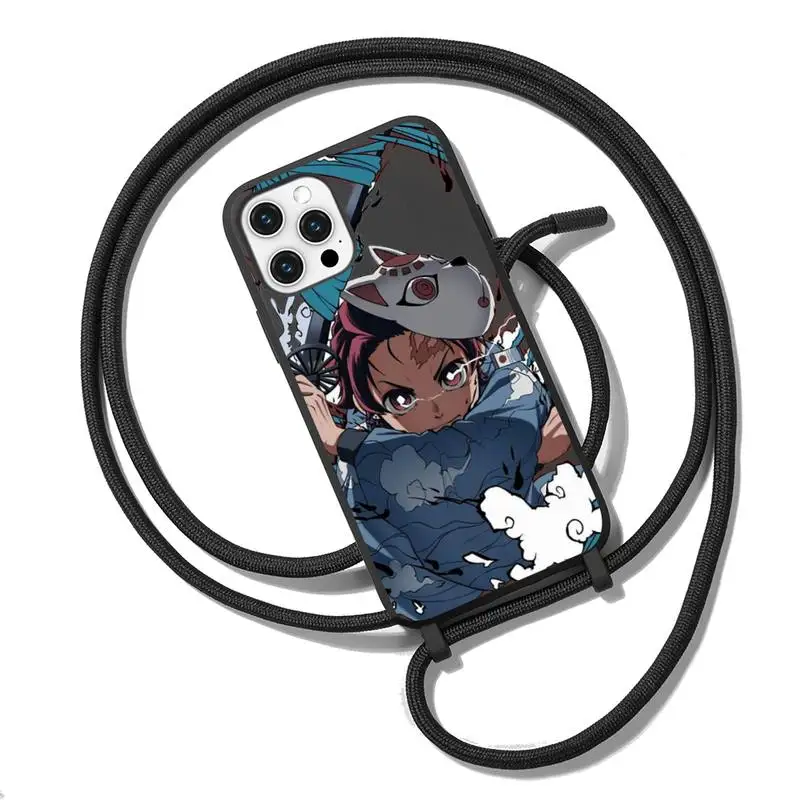 

Demon Slayer Kimetsu No Yaiba Phone Case Necklace Lanyard for iPhone 12 11 8 7 se 2020 mini pro X XS XR MAX Plus