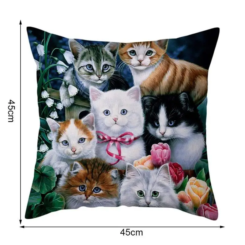 

1PC Polyster Cute Cats Throw Pillow Case Animal Printing Car Cushion Cover Seat Lumbar Decoration Square Home Cover N4M4