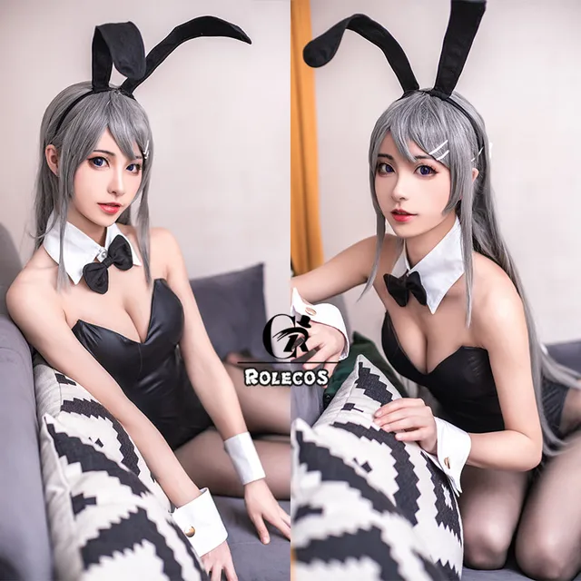AiMiNa Disfraz de conejita para mujer Traje de niña Senpai Cosplay Disfraz  de rol de anime