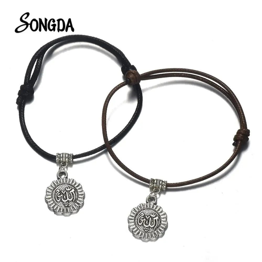 Религиозная мусульманская вера Аллах вощеный шнур браслет регулируемый чёрный